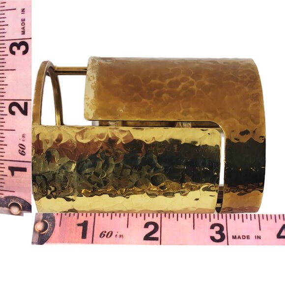 Vintage LANVIN PARIS Hammered Brass Oracle Cuff Bracelet S/S 2013 Runway - Picture 10 of 11